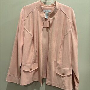 Women’s Sag Harbour Soft Pink Open Front Jacket Size 22W Tall